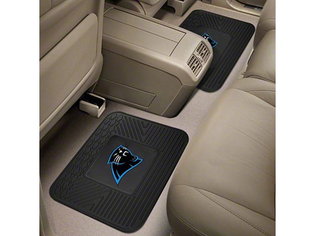 Molded Rear Floor Mats with Carolina Panthers Logo (Universal; Some Adaptation May Be Required)