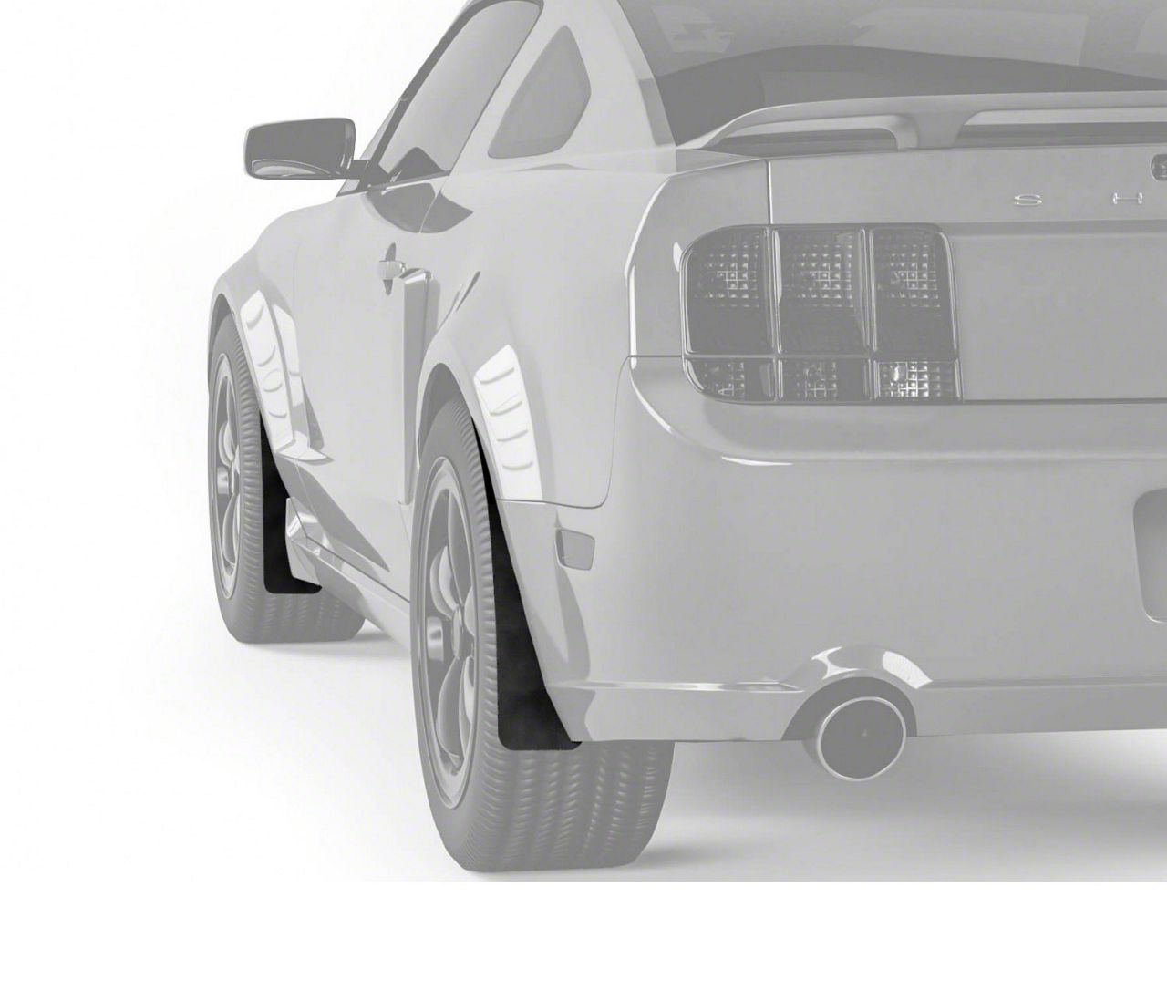 Mustang Mud Flaps; Front and Rear; Gloss Carbon Fiber Vinyl (0509