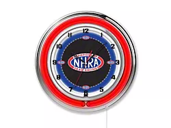 NHRA 19-Inch Double Neon Clock; Red Neon