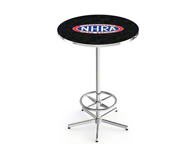 NHRA Drag Racing Pub Table; 42-Inch with 28-Inch Diameter Top; Chrome