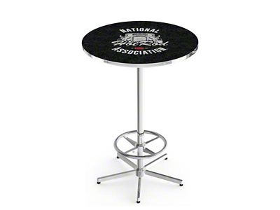 NHRA Hot Rod Pub Table; 42-Inch with 28-Inch Diameter Top; Chrome