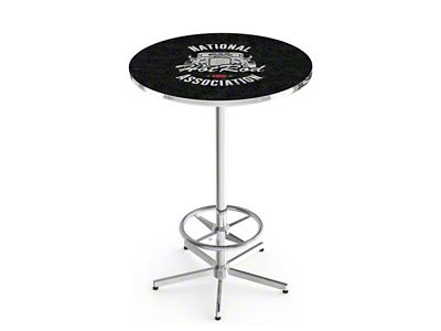 NHRA Hot Rod Pub Table; 42-Inch with 36-Inch Diameter Top; Chrome