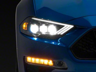AlphaRex NOVA-Series LED Projector Headlights; Alpha Black Housing; Clear Lens (18-23 Mustang GT, EcoBoost)
