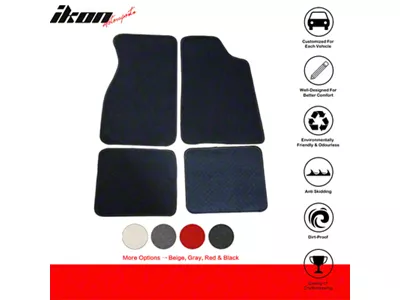 Nylon Carpet Front and Rear Floor Mats; Black (79-93 Mustang)
