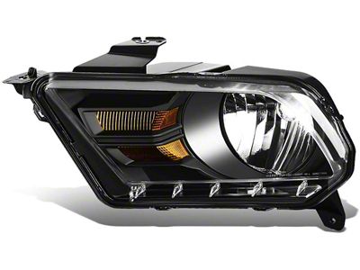 OE Style Headlight; Black Housing; Clear Lens; Driver Side (10-12 Mustang w/ Factory Halogen Headlights)