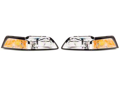 OE Style Headlight; Chrome Housing; Clear Lens; Driver Side (99-04 Mustang)