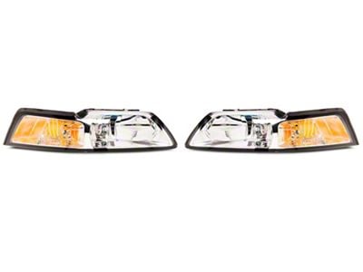 OE Style Headlight; Chrome Housing; Clear Lens; Driver Side (99-04 Mustang)