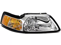 OE Style Headlight; Chrome Housing; Clear Lens; Passenger Side (99-04 Mustang)