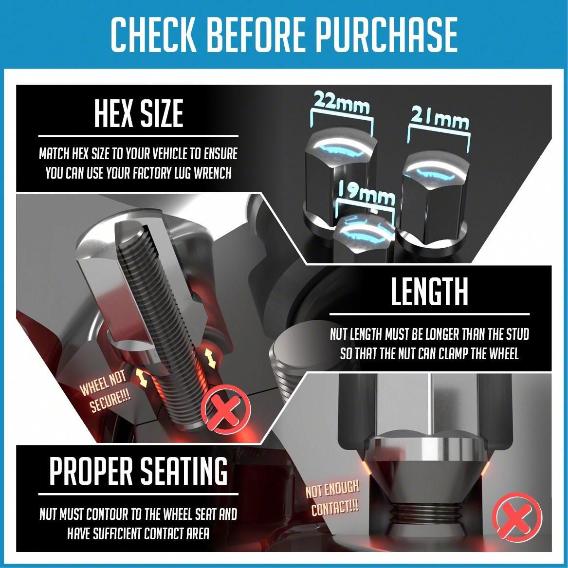 Mustang OEM Factory Style Chrome Lug Nut Kit; 13/16-Inch; Set of