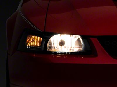 OEM Style Amber Crystal Headlights; Black Housing; Smoked Lens (99-04 Mustang)