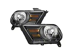 OEM Style Headlights; Black Housing; Clear Lens (10-12 Mustang w/ Factory Halogen Headlights)