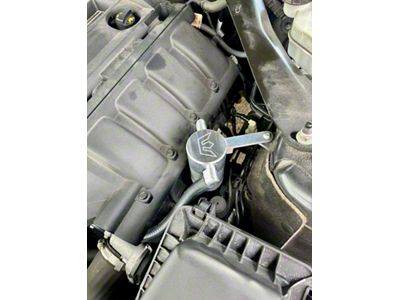 Oil Catch Can with Strut Tower Mount; Satin / Uncoated (15-23 Mustang EcoBoost)