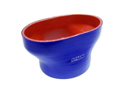 Oval to 4-Inch Round Silicone Reducer Coupler; Blue (05-10 Mustang GT w/ 55mm Throttle Body)