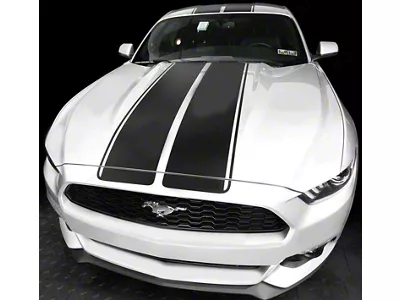 Over-The-Top Sport Stripes; Matte Black (15-17 Mustang)