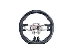 Perforated Leather LED RPM Display Steering Wheel without Button Covers; Carbon Fiber with Red Stripe (18-23 Mustang w/o Heated Steering Wheel)
