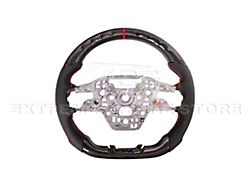 Perforated Leather Steering Wheel without Button Covers; Carbon Fiber with Red Stripe (24-25 Mustang w/o Heated Steering Wheel)