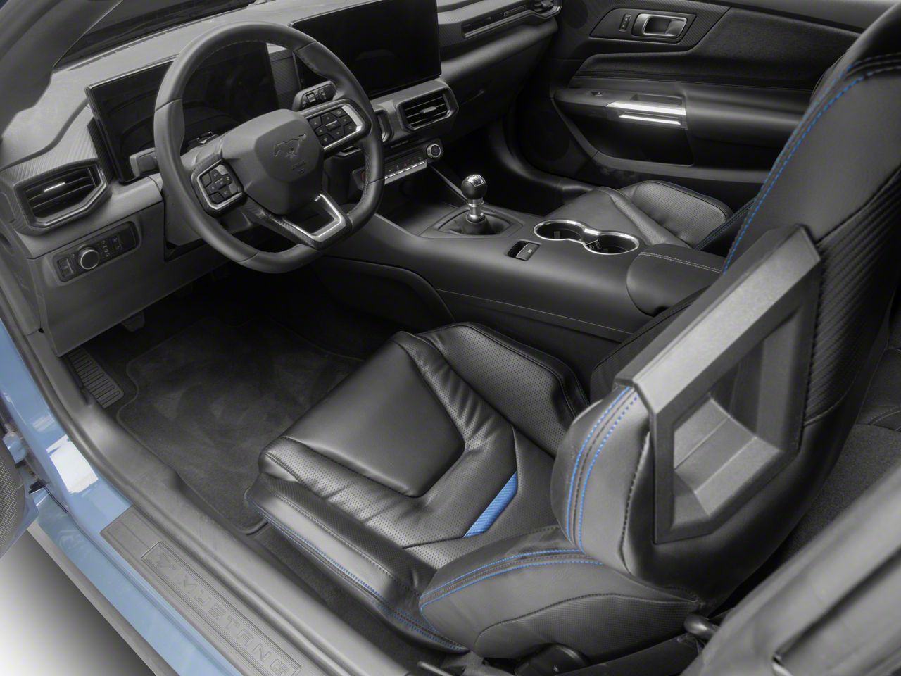 Mustang Perforated Vinyl Racing Bucket Seats with Seat Sliders