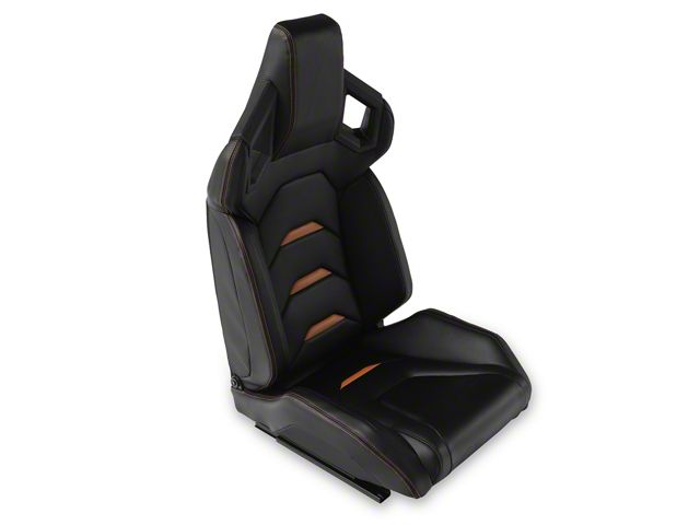 Universal Racing Seats Pair With Sliders – PU Leather, Black & Orange, 22x21.6x36.6 Inch