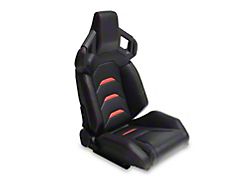 Perforated Vinyl Racing Bucket Seats with Seat Sliders; Black and Red Carbon Fiber Style (Universal; Some Adaptation May Be Required)
