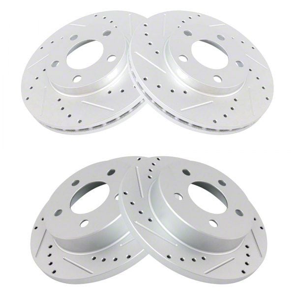 Mustang Performance Drilled and Slotted Rotors; Front and Rear (9404