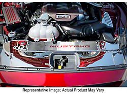 Polished/Brushed Radiator Cover with Running Pony Logo and Mustang Lettering; Solid Black (15-17 Mustang GT, EcoBoost, V6)