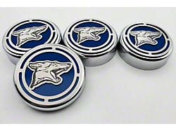 Pony Series Fluid Cap Covers; Blue Carbon Fiber (15-25 Mustang w/ Automatic Transmission)