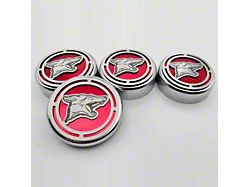 Pony Series Fluid Cap Covers; Solid Bright Red (15-25 Mustang w/ Automatic Transmission)