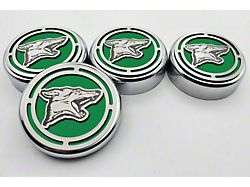Pony Series Fluid Cap Covers; Solid Bullitt Green (15-26 Mustang w/ Automatic Transmission)