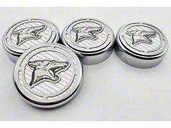 Pony Series Fluid Cap Covers; White Carbon Fiber (15-25 Mustang w/ Automatic Transmission)