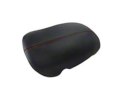 Kustom Interior Premium Artificial Leather Center Console Lid Armrest Cover; Black with Red Stitching (15-23 Mustang)