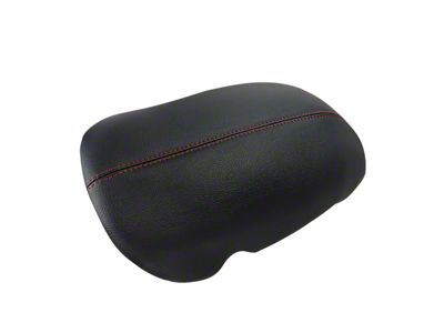 Premium Artificial Leather Center Console Lid Armrest Cover; Black with Red Stitching (15-23 Mustang)