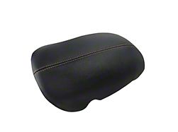 Kustom Interior Premium Artificial Leather Center Console Lid Armrest Cover; Black with White Stitching (15-23 Mustang)