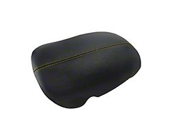 Premium Artificial Leather Center Console Lid Armrest Cover; Black with Yellow Stitching (15-23 Mustang)