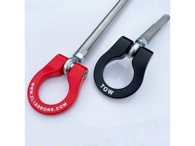 Premium Stealth Tow Hook with Cerakote Black Shaft and Paintable D-Ring; Front (2024 Mustang Dark Horse)