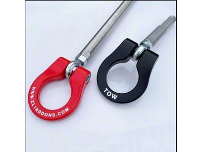 Premium Stealth Tow Hook with Cerakote Black Shaft and Red D-Ring; Front (2024 Mustang GT w/ Performance Pack, Dark Horse)