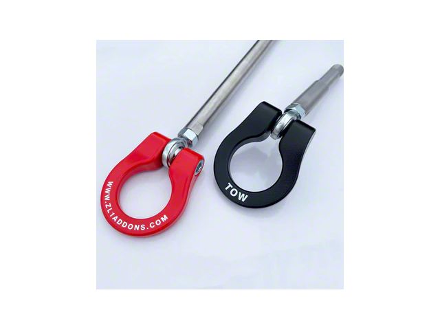 Premium Stealth Tow Hook with Red D-Ring; Front (2024 Mustang GT w/ Performance Pack, Dark Horse)