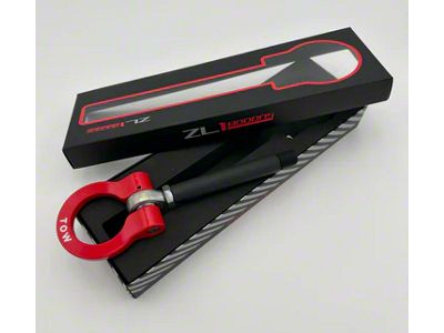 Premium Tow Hook with Red D-Ring; Black (24-25 Mustang Dark Horse)