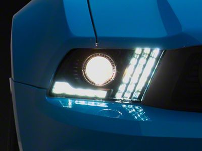 PRO-Series Projector Headlights; Black Housing; Clear Lens (10-12 Mustang w/ Factory Halogen Headlights)