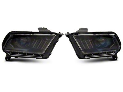 PRO-Series Projector Headlights; Jet Black Housing; Clear Lens (10-12 Mustang w/ Factory Halogen Headlights)