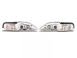 Dual Halo Projector Headlights; Chrome Housing; Clear Lens (94-98 Mustang)
