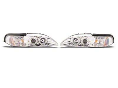 Dual Halo Projector Headlights; Chrome Housing; Clear Lens (94-98 Mustang)