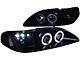 Dual Halo Projector Headlights; Gloss Black Housing; Smoked Lens (94-98 Mustang)