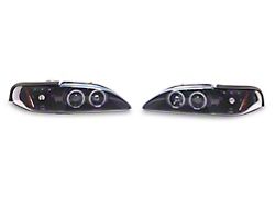 Dual Halo V2 Projector Headlights; Gloss Black Housing; Smoked Lens (94-98 Mustang)