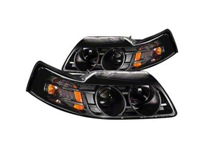 Projector Headlights; Black Housing; Clear Lens (99-04 Mustang)