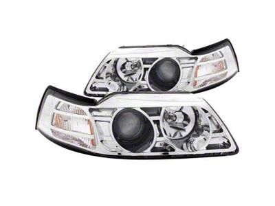 Projector Headlights; Chrome Housing; Clear Lens (99-04 Mustang)