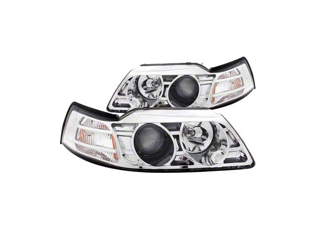 Projector Headlights; Chrome Housing; Clear Lens (99-04 Mustang)