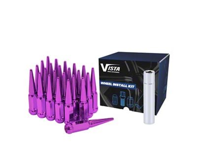 Purple Spike Lug Nuts; M14x1.5; Set of 32 (15-25 Mustang)