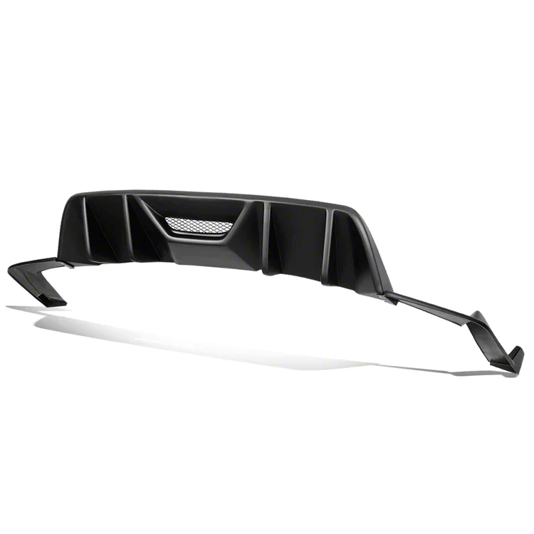 Mustang Quad Fin Rear Diffuser; Matte Black (15-17 Mustang GT Premium ...