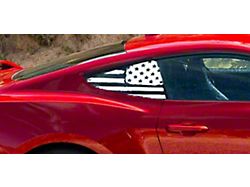 Quarter Window American Flag Decals; White Reflective (2024 Mustang Fastback)