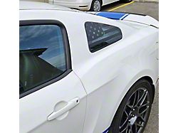 Quarter Window Non-Distressed American Flag Decals; Black Reflective (10-14 Mustang)